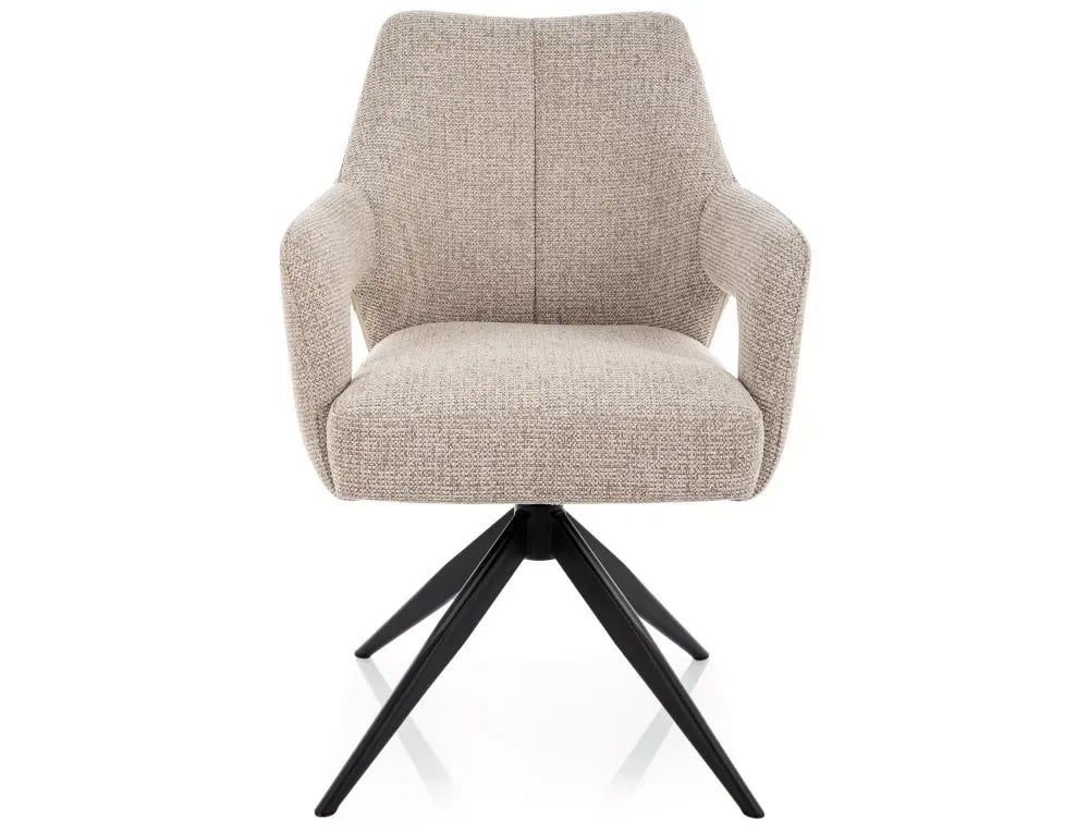 Scaun rotativ din Stofa Bej si Metal Negru H86xL59xA65cm Olsen