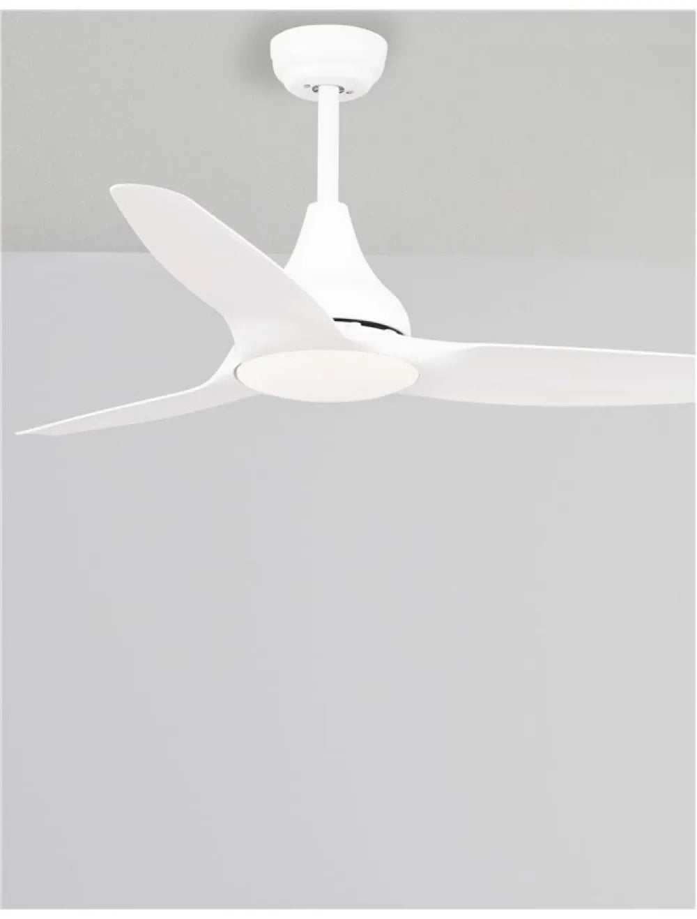 Ventilator structura din Metal Alb si abajur din Sticla Alb H35-48xL122cm IP20 18W 650lm 3000k SAMOA