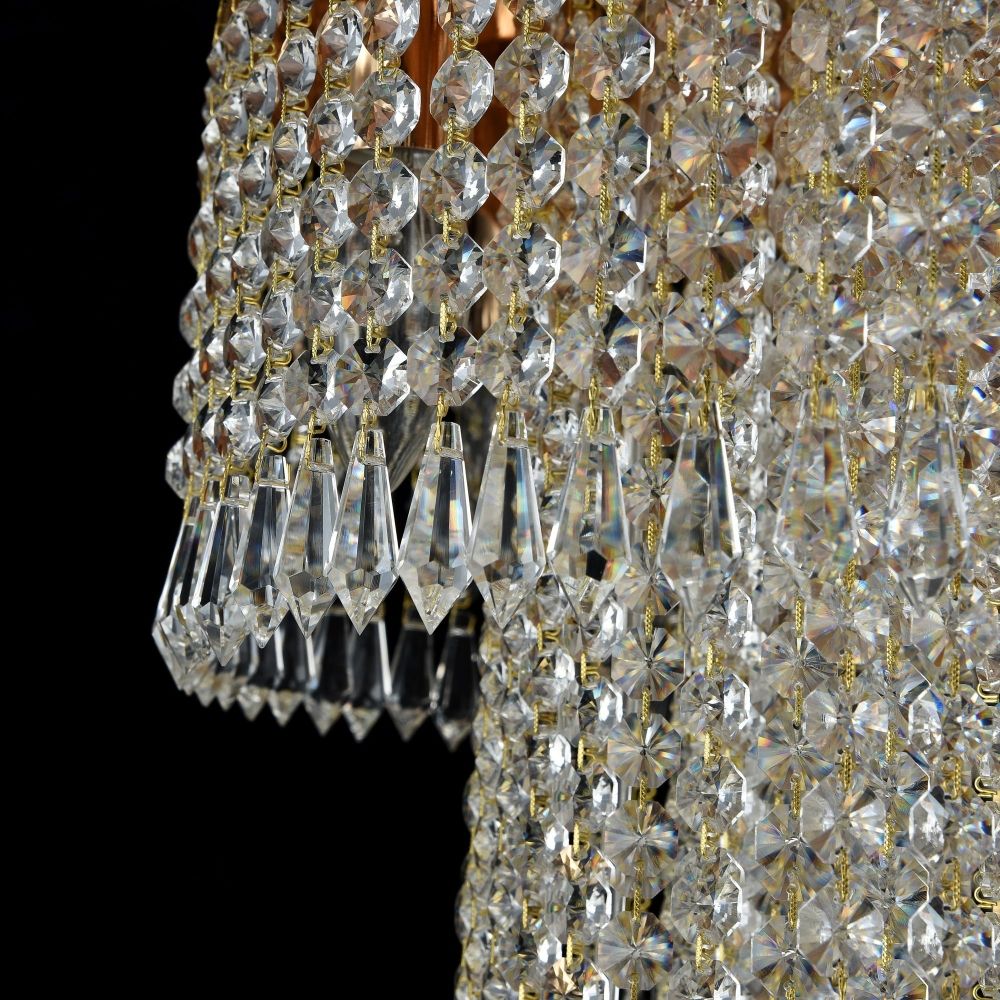 Lustra rotunda din Cristal Transparent cu 12 becuri D42xH100cm Cascade