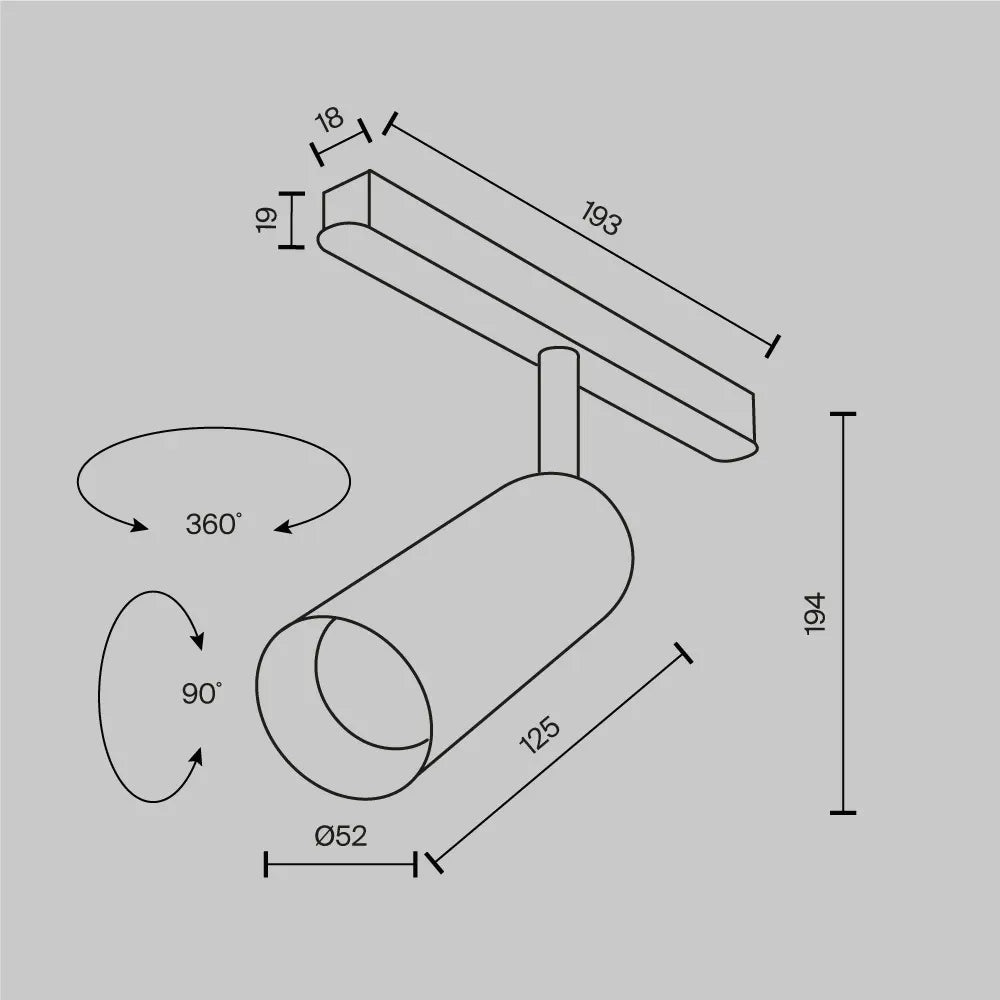 Spot pentru sina Exility din Aluminiu Negru/Alama H19.4xL19.3cm 12W 904lm 3000k Focus LED
