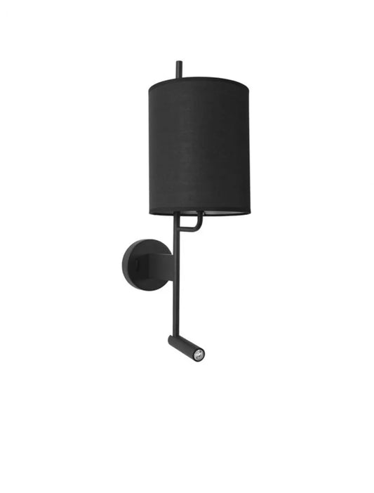 Aplica de perete structura din Aluminiu Negru si abajur din Textil Negru H57.5xL18cm IP20 15W 210lm 3000k YAMA