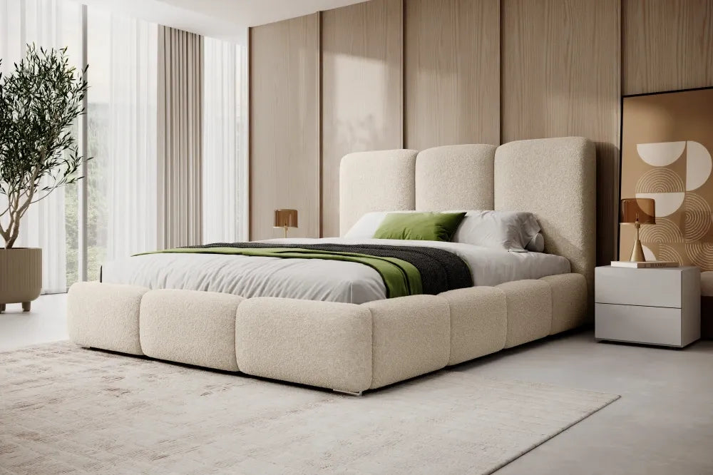 Pat 180 x 200 tapitat cu Stofa boucle Now or never Crem Kairo