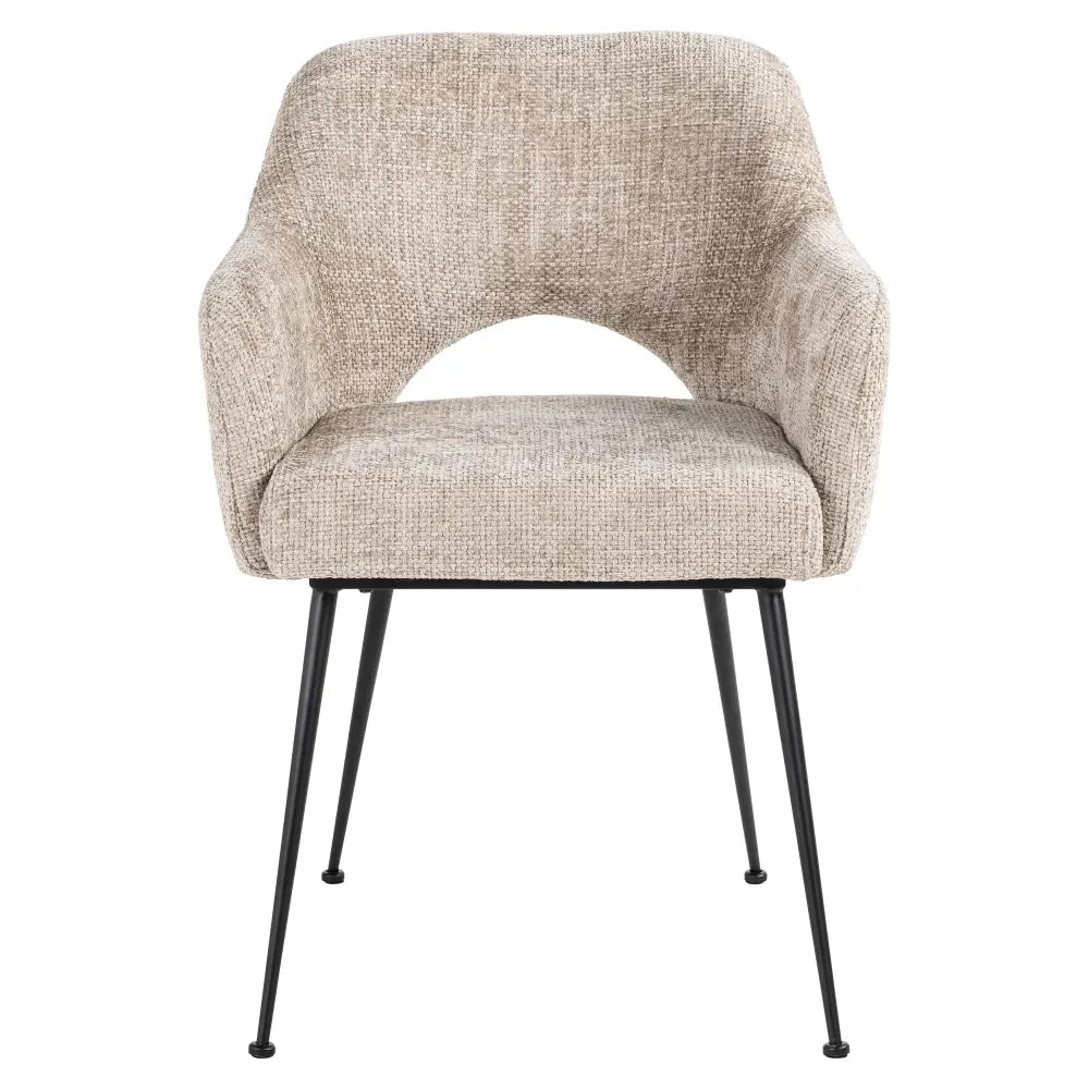 Scaun tapitat cu Stofa Bej cu picioare din Metal Negru H80xL56xA61cm Jenthe Richmond Interiors
