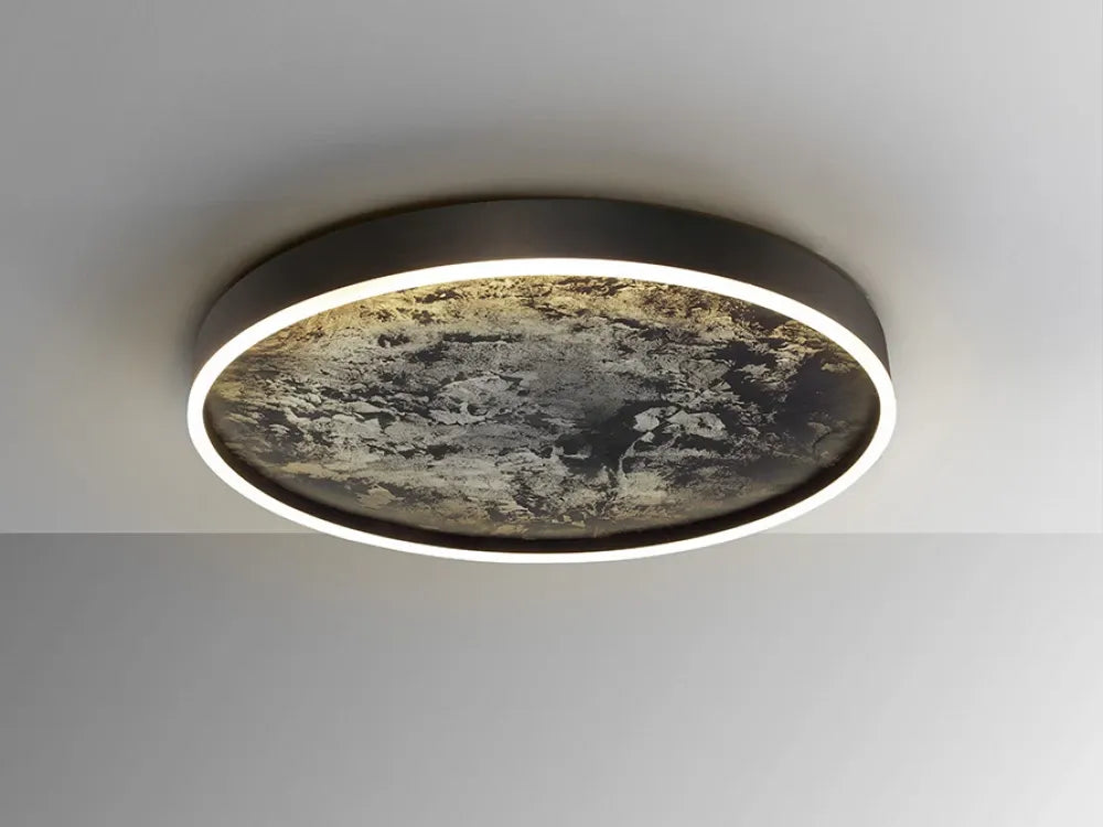 Plafoniera din Metal Negru si Ardezie Multicolor H9xD60cm Stone