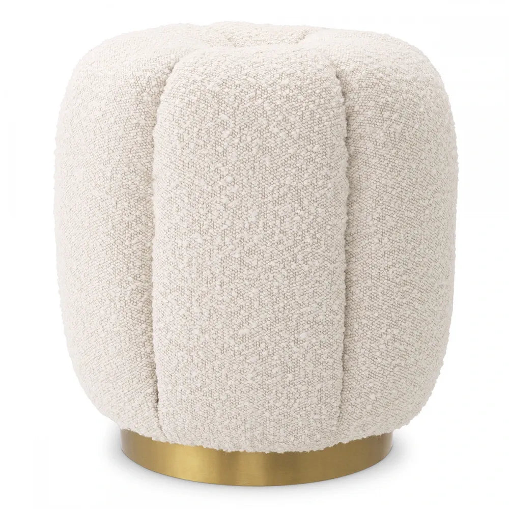 Taburet tapitat cu Stofa boucle Crem D40xH45cm Orchanic Eichholtz