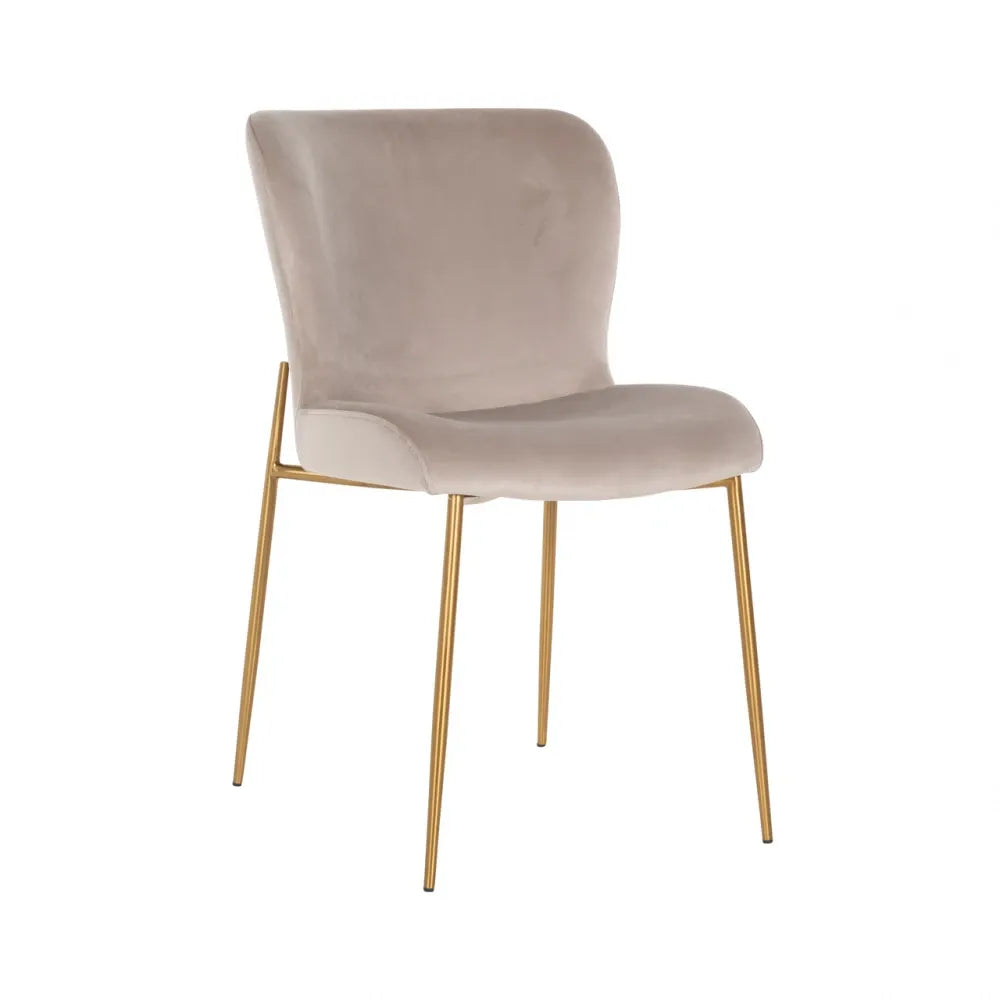 Set 2 Scaune din Catifea si Metal Bej/Auriu H84.5xL50xA63cm Odessa Richmond Interiors