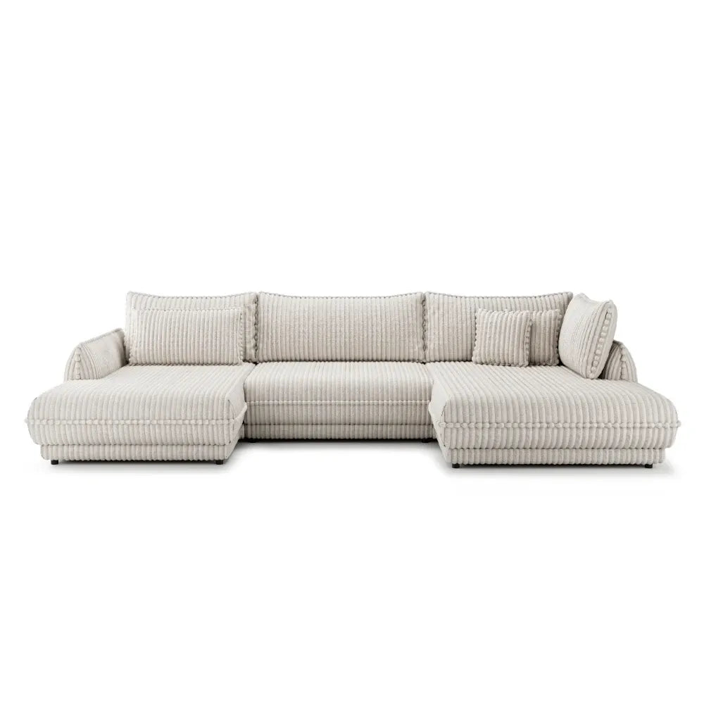 Coltar extensibil in forma de U cu spatiu depozitare din Corduroy Crem Mojave III