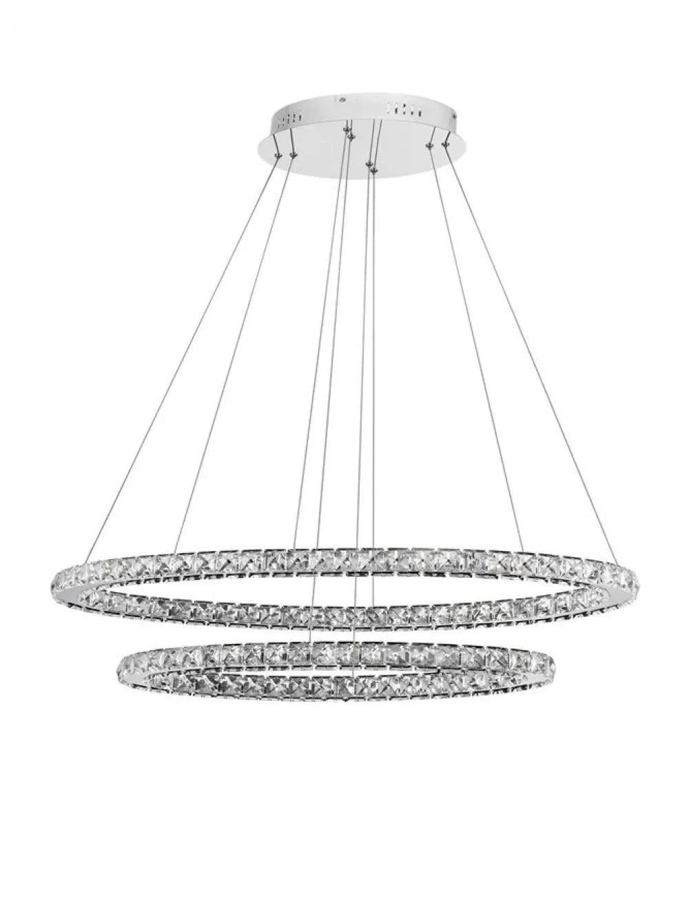 Lustra structura din Aluminiu Argintiu si abajur din Cristal Transparent H120xL85cm IP20 50W 3120lm 3500k CELINE