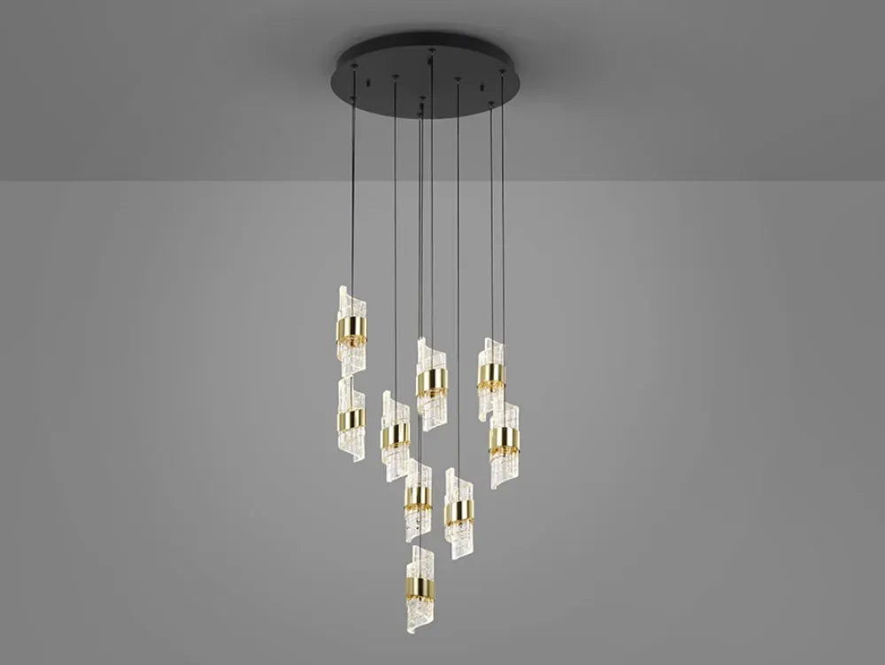Candelabru din Metal Negru/Auriu si Acrilic Transparent H200xD53cm Iliada