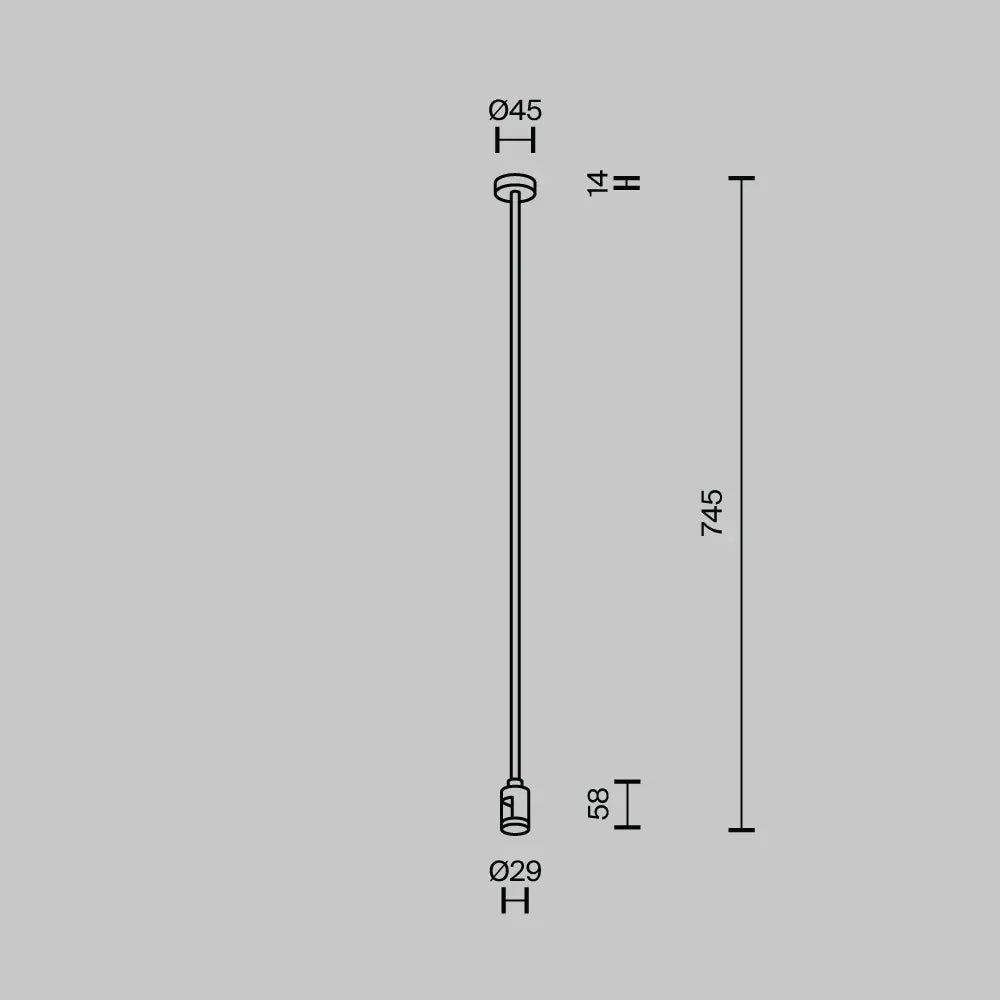 Suport lung pe tavan cu priză de alimentare 700 mm Flarity din Aluminiu Negru H74.5xL4.5cm Flarity