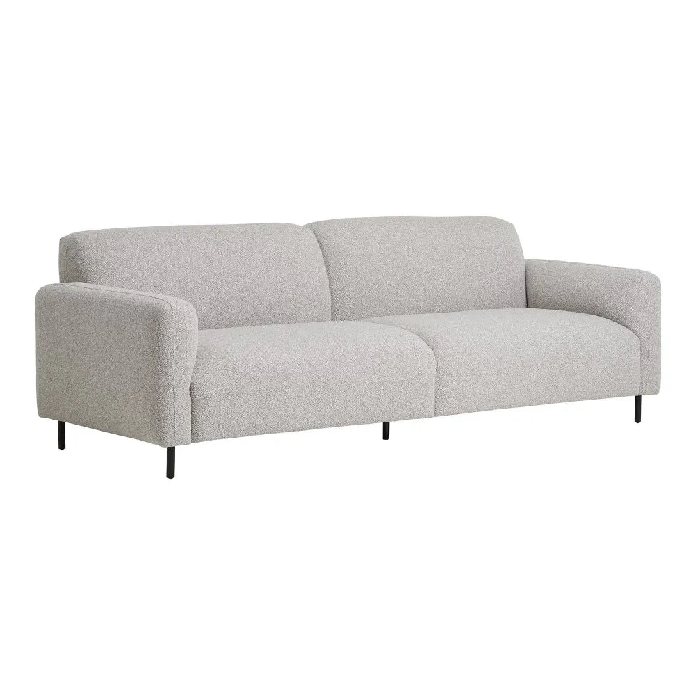 Canapea de 3 locuri cu picioare din Metal Negru tapitata cu Stofa boucle Gri L228xH80cm Salvador