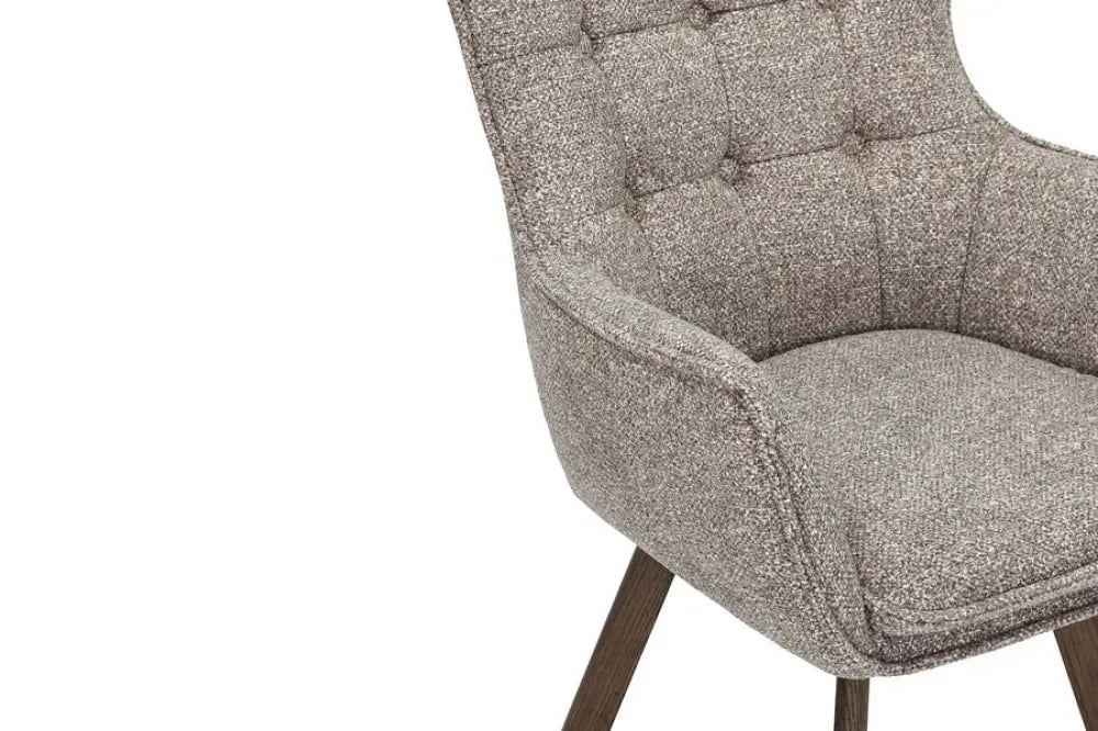 Set 2 scaune rotative tapitat cu Stofa Gri taupe si picioare din Lemn de stejar Maro H94xL58xA64cm THOR