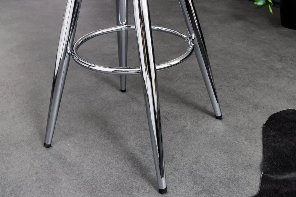 Scaun de bar din Metal Argintiu cromat H81xL39cm Industrial
