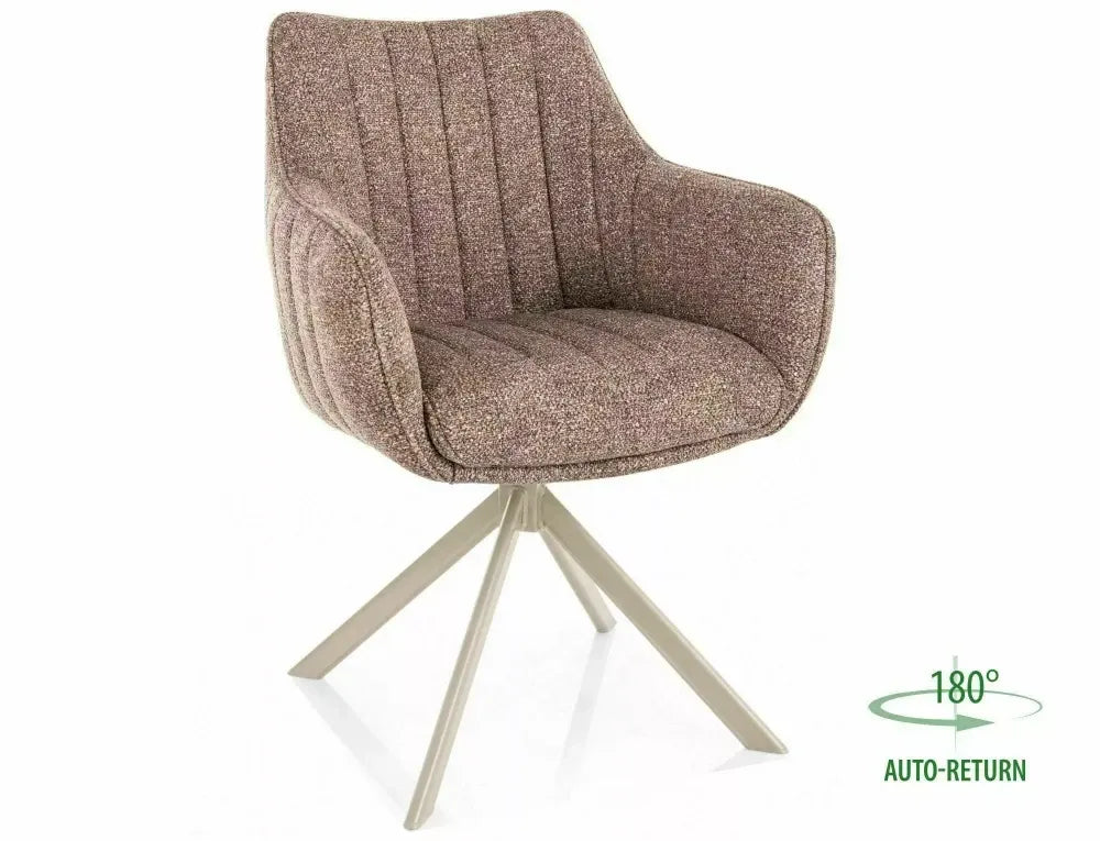 Scaun rotativ din Stofa Leo Maro si Metal Bej H86xL61xA58cm Azalia