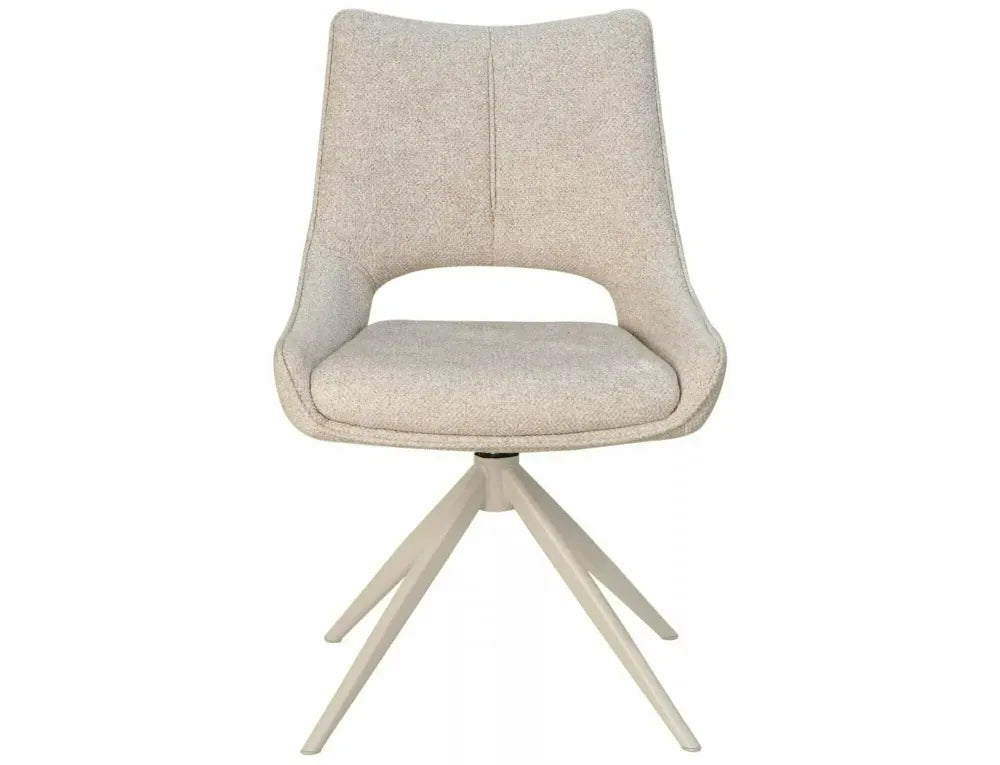 Scaun rotativ din Stofa Leo Bej deschis si Metal Bej H87xL56xA44cm Fino