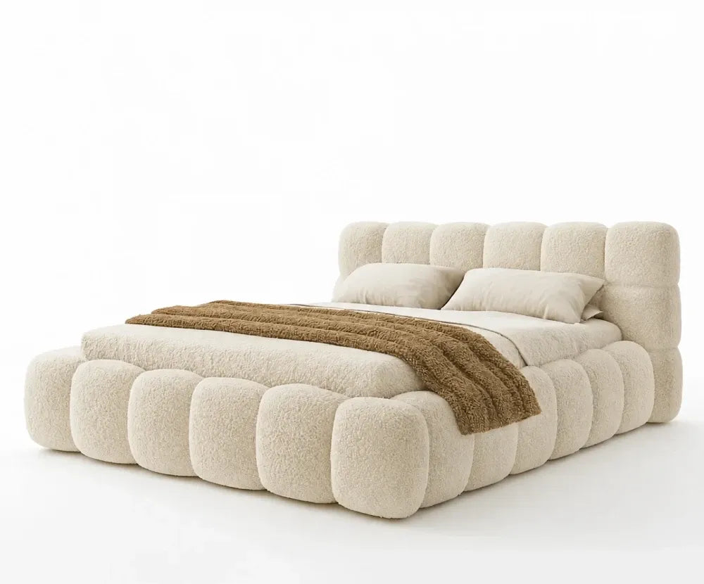 Pat tapitat cu material Chenille crem 180 x 200 Boston slim