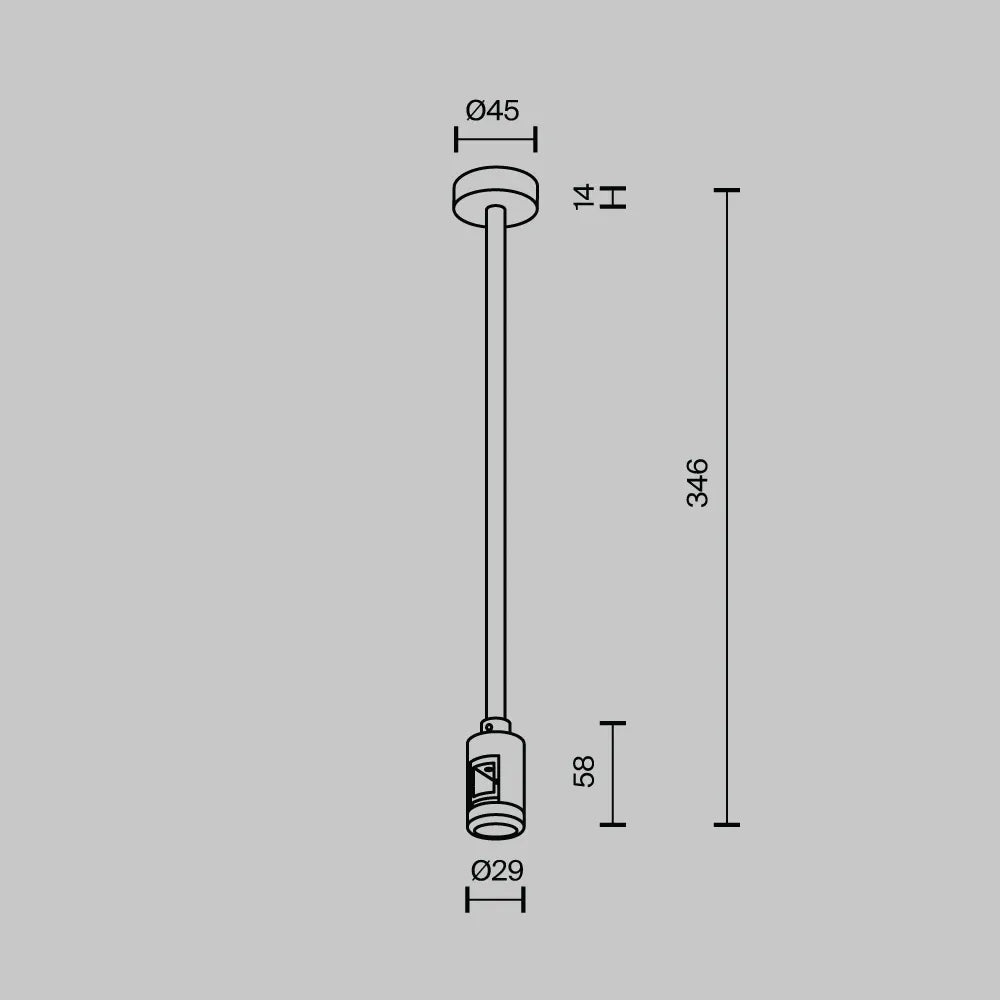 Suport mediu pe tavan cu priză de alimentare 300 mm Flarity din Aluminiu Negru H34.6xL4.5cm Flarity