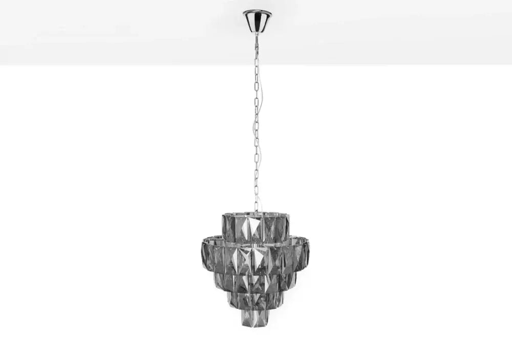 Candelabru din Metal Argintiu si Sticla Fumuriu D50xH51cm KRISTALL
