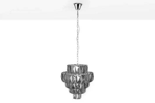 Candelabru din Metal Argintiu si Sticla Fumuriu D50xH51cm KRISTALL