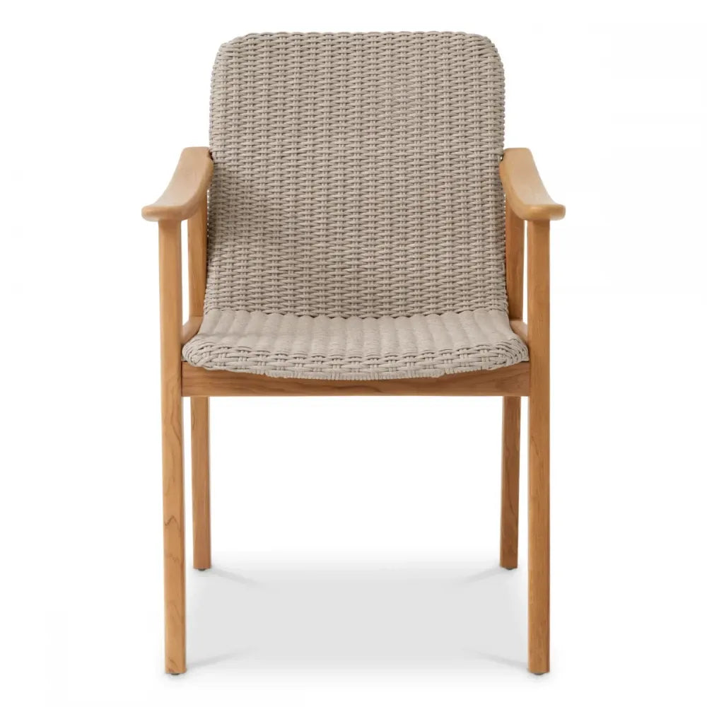 Scaun de exterior din Lemn de tec Maro si Polietilena Maro taupe H89xL58.5xA62cm Honolulu Eichholtz