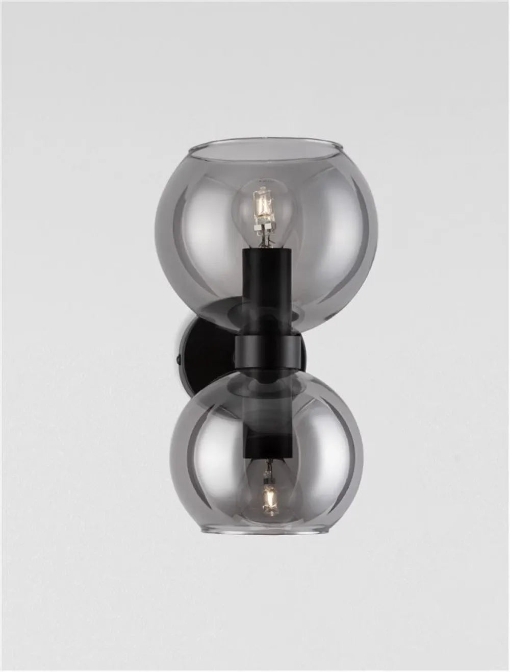 Aplica de perete structura din Metal Negru si abajur din Sticla Fumuriu H25.5xL15cm IP20 PALMER