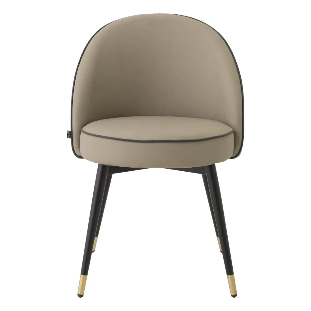 Set 2 scaune tapitat cu Piele artificiala Bej cu picioare din Metal Negru/Auriu H83xL55xA64cm Cooper Eichholtz