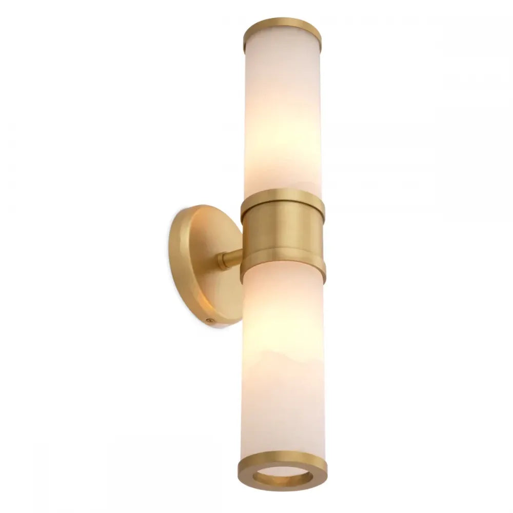 Aplica de perete din Metal Alama si Alabastru Alb H46.5xL12cm Claridges Double  Eichholtz