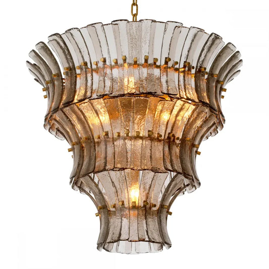 Candelabru din Metal Alama atichizata si Sticla Fumuriu H60xD67cm Toscano Eichholtz