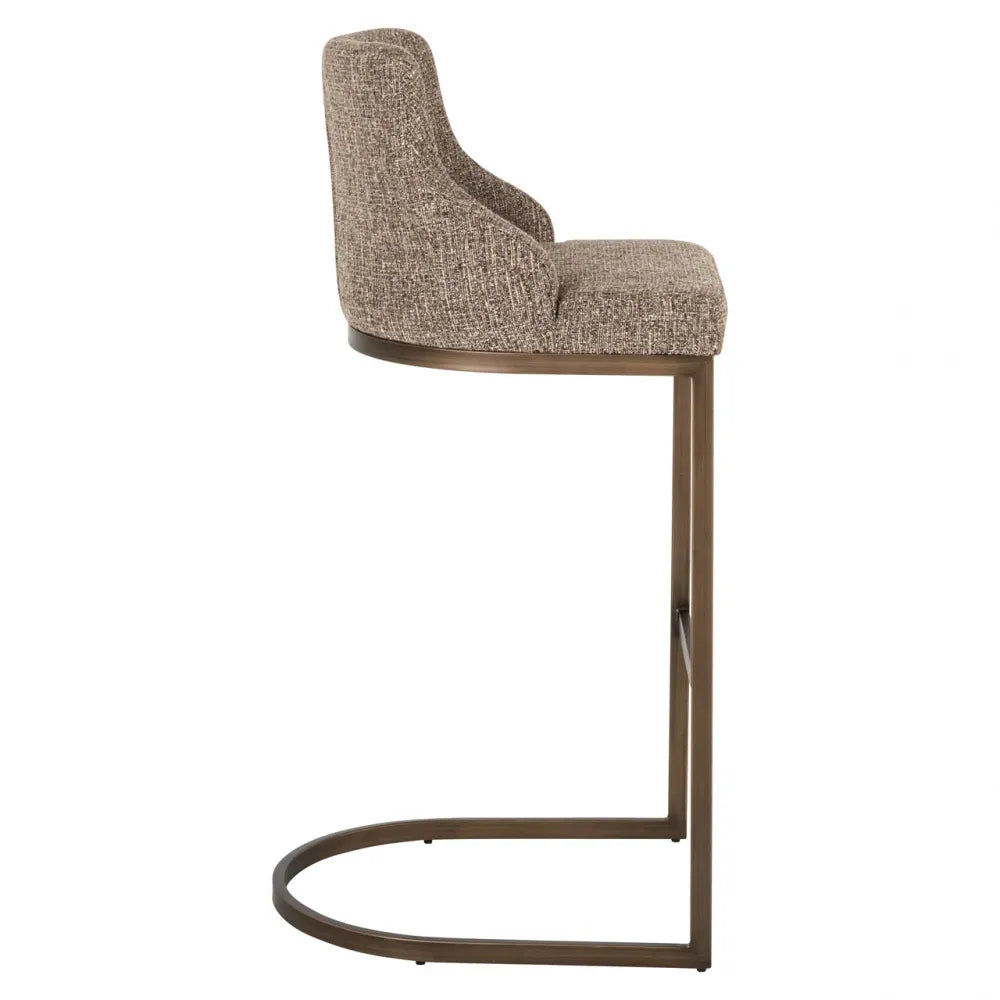 Set 2 scaune de bar din Stofa Maro si Metal Alama L48xH103cm Bolton Richmond interiors