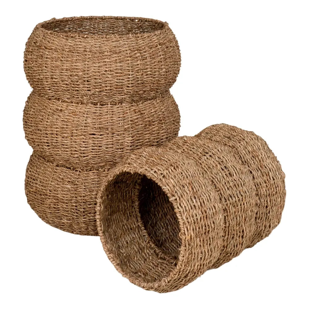 Set 2 cosuri impletite natural Maro H35/45xD25/35cm Sarbas