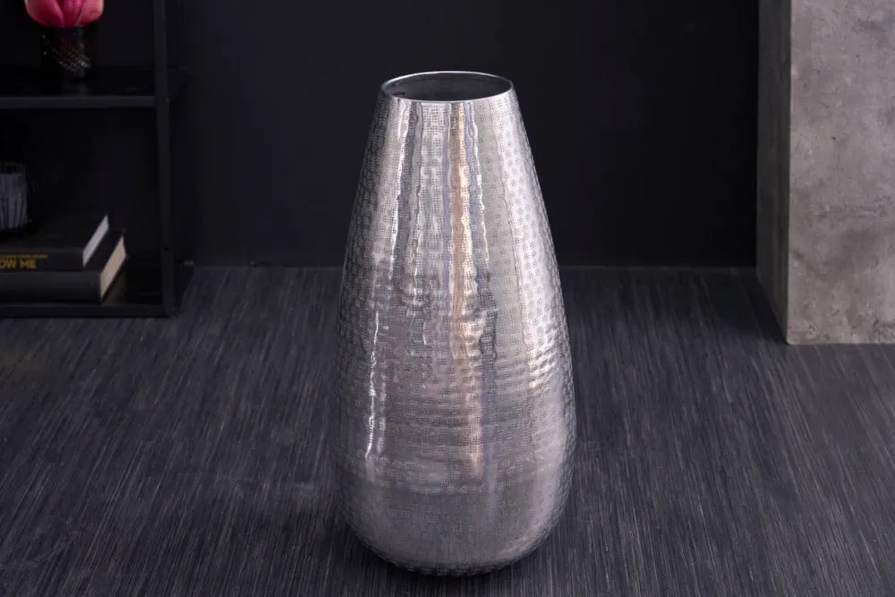 Vaza decorativa din Metal Argintiu H50xD25cm Orient