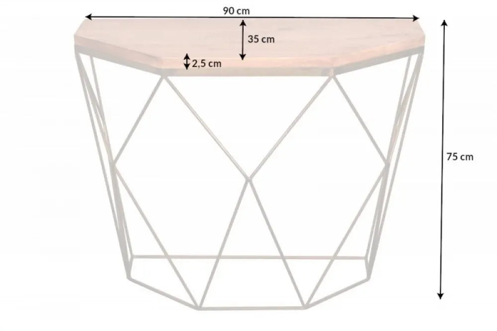 Consola din Lemn de mango Maro si Metal Auriu L90xH75cm Diamond
