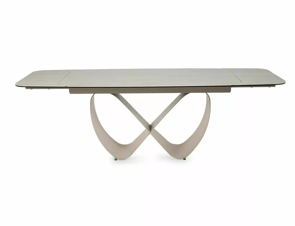 Masa extensibila din Metal Bej si Sticla securizata+Ceramica Bej mat L160-240xH76cm Infinity