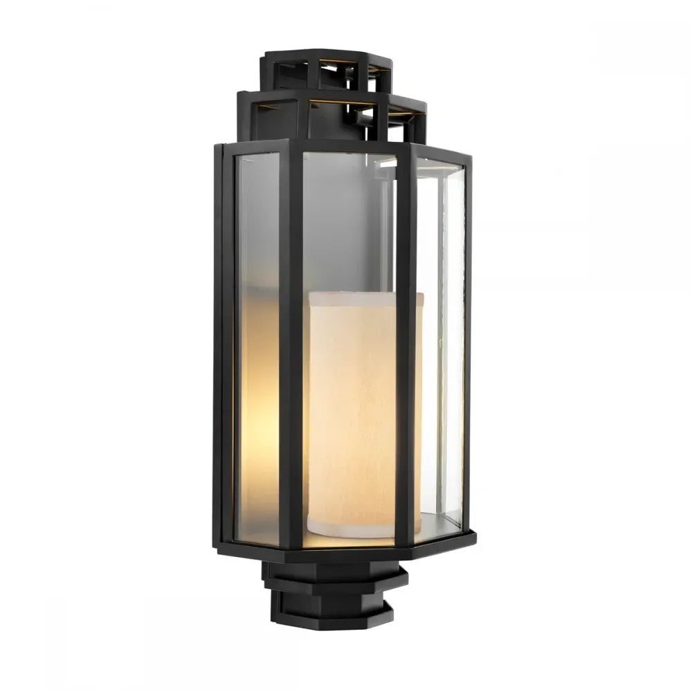 Aplica de perete din Metal Negru si Sticla Transparent H48.5xL24cm Monticello Eichholtz