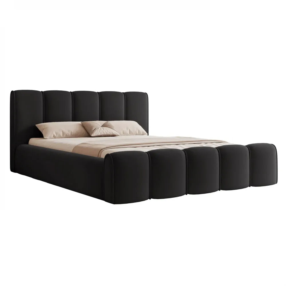 Pat 140 x 200 tapitat cu Catifea Dream velvet Negru Nero