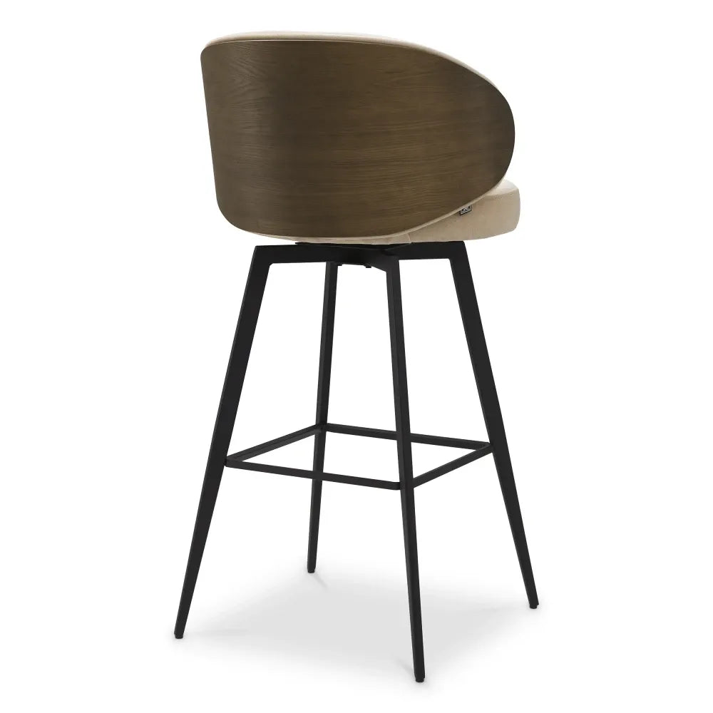 Scaun de bar rotativ tapitat cu Stofa Bej L57xA52xH102cm Camerota Eichholtz