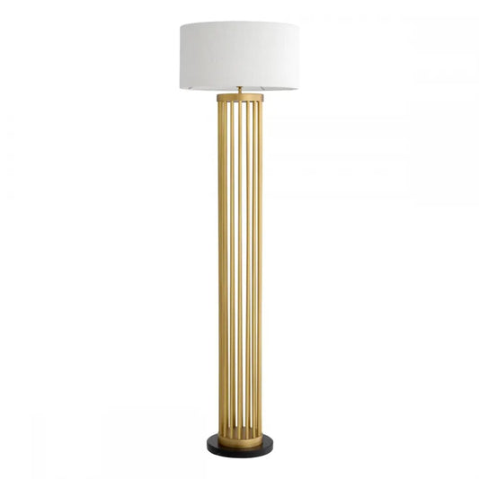 Lampa de podea din Metal/Marmura Alama si Stofa boucle Alb H188xD55cm Condo Eichholtz