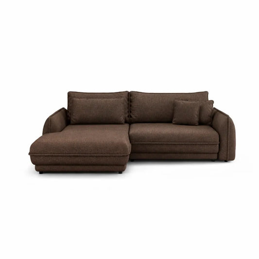Coltar extensibil din catifea maro Ella I L267x181cm