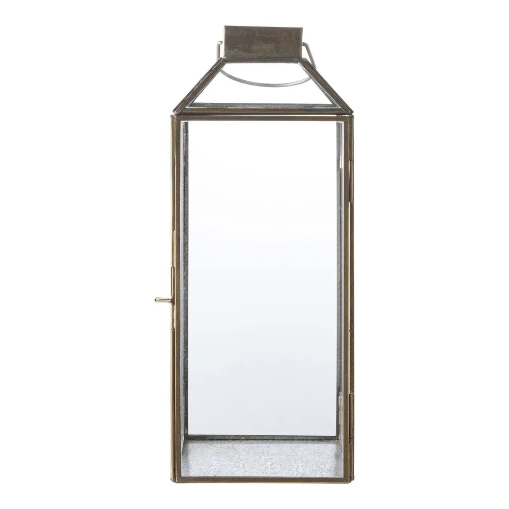 Felinar din Metal/Sticla Alama antichizata/Transparent H35xL13,5cm Mysore