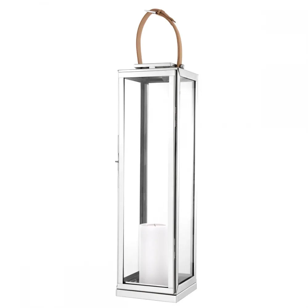 Suport lumanare din Metal/Sticla Argintiu/Transparent L19xH70cm Georgian XL Eichholtz