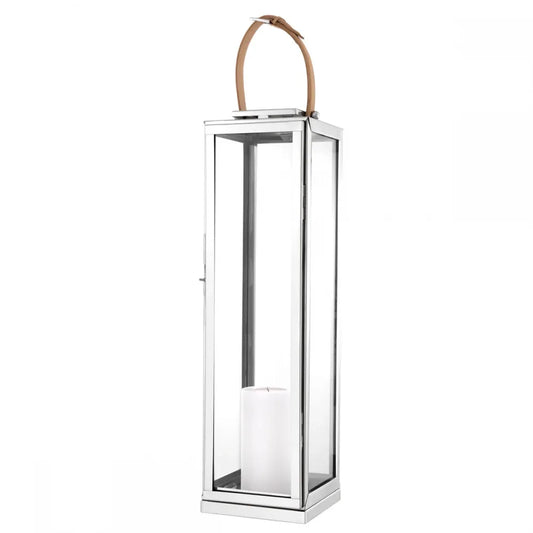 Suport lumanare din Metal/Sticla Argintiu/Transparent L19xH70cm Georgian XL Eichholtz