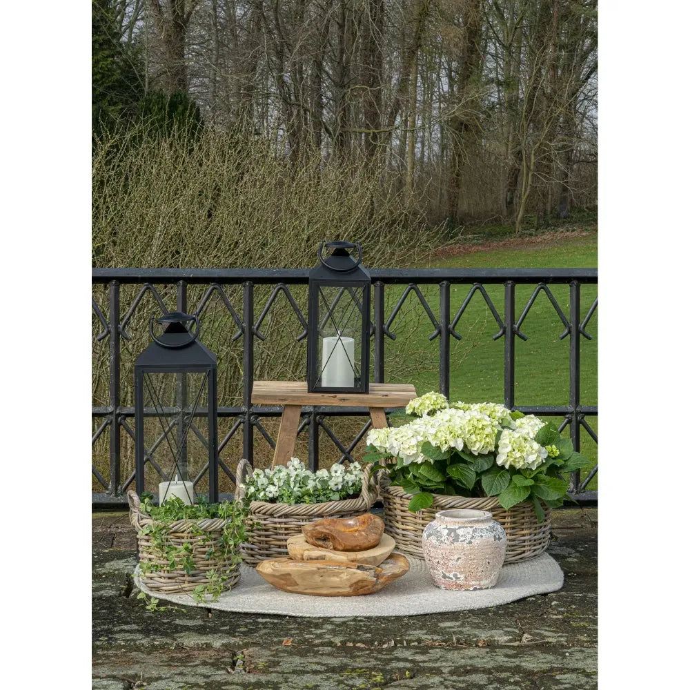 Set 3 cosuri din Ratan/Plastic Maro/Transparent H27/28/28xD30/40/50cm Kuta