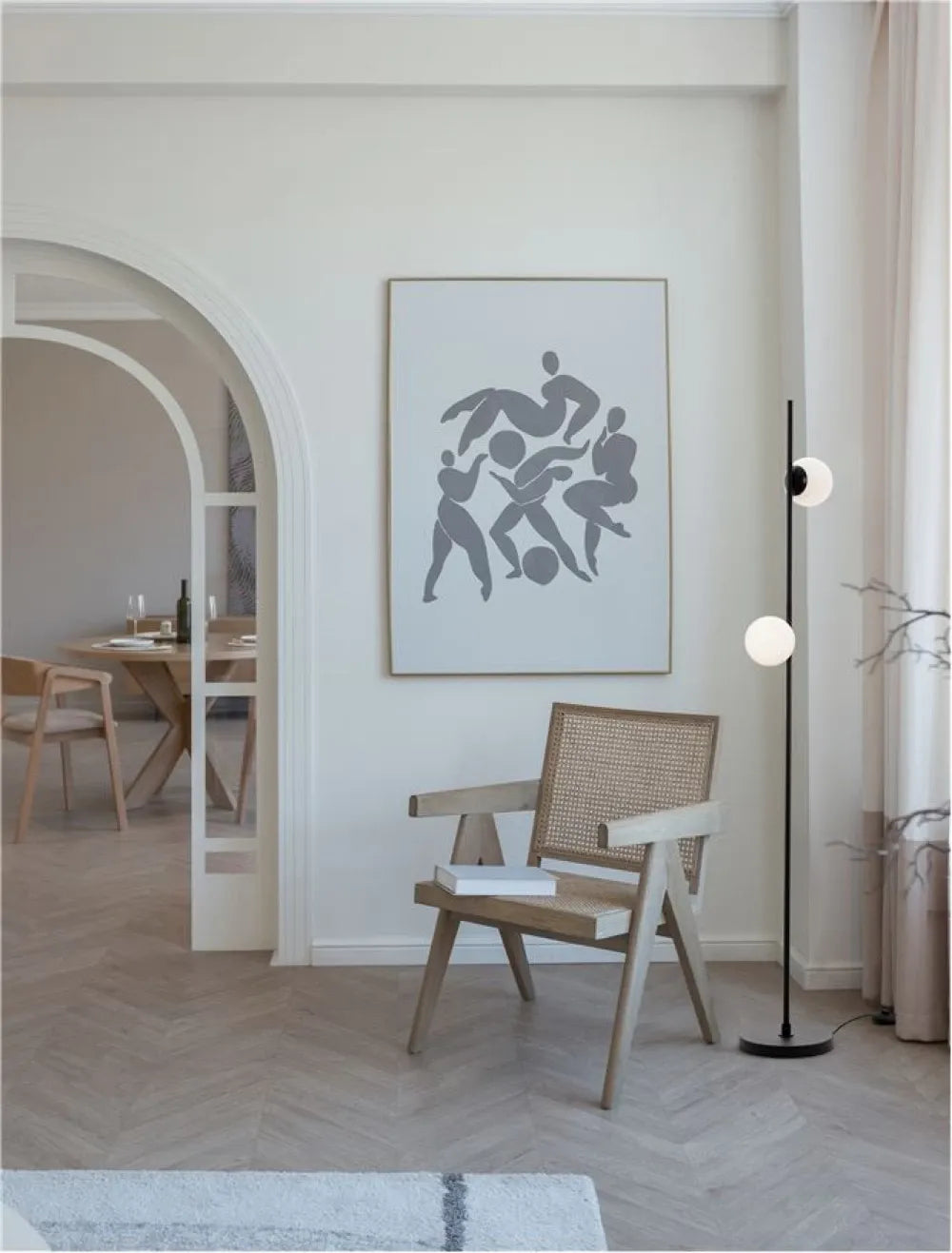 Lampa de podea structura din Metal Negru si abajur din Sticla Alb H169.5xL28.5cm IP20 16W 1860lm 3000k EDEM