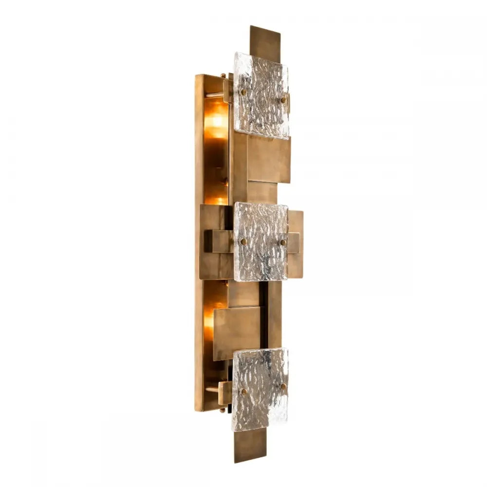 Aplica de perete din Metal Alama atichizata si Sticla Transparent H77xL29.5cm Langham Eichholtz