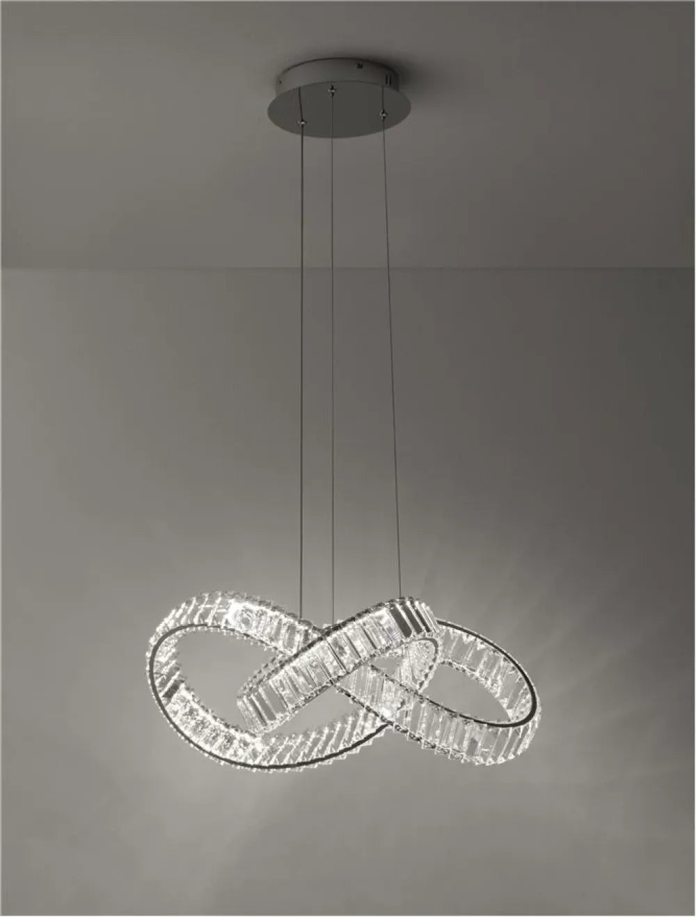 Lustra structura din Metal Argintiu si abajur din Cristal Transparent H120xL60cm IP20 49W 4075lm 3500k CONCETO