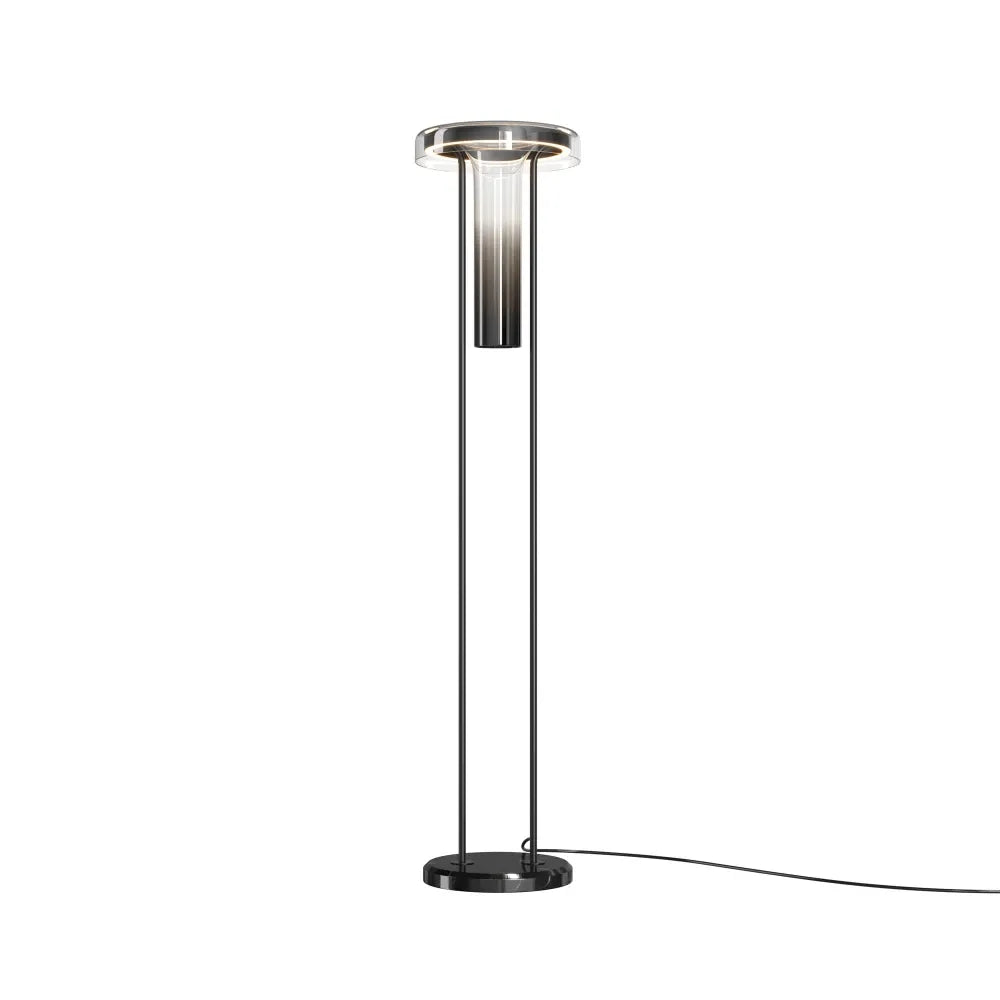 Lampa de podea din Metal Negru si Sticla Fumuriu H125xD28cm Ikebana
