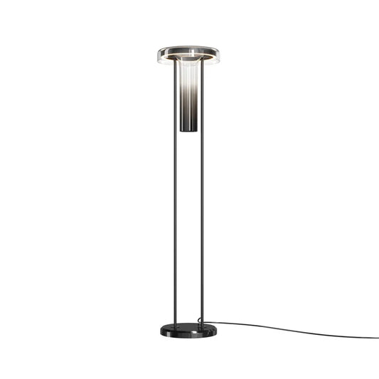 Lampa de podea din Metal Negru si Sticla Fumuriu H125xD28cm Ikebana