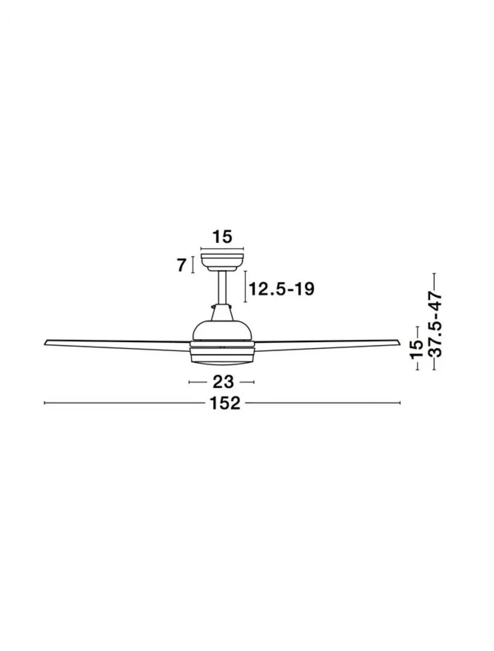 Ventilator structura din Metal Alb si abajur din Sticla Alb H37.5 - 47xL152cm IP20 18W 650lm 3000k FLOW