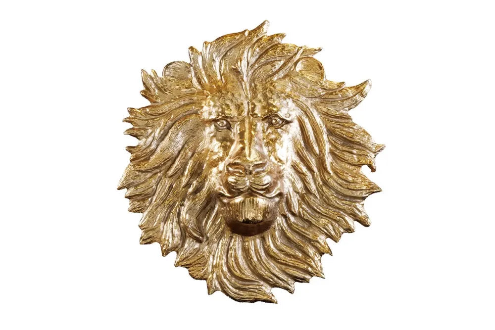Decoratiune de perete din Metal Auriu H58xL55cm Wildlife Lion