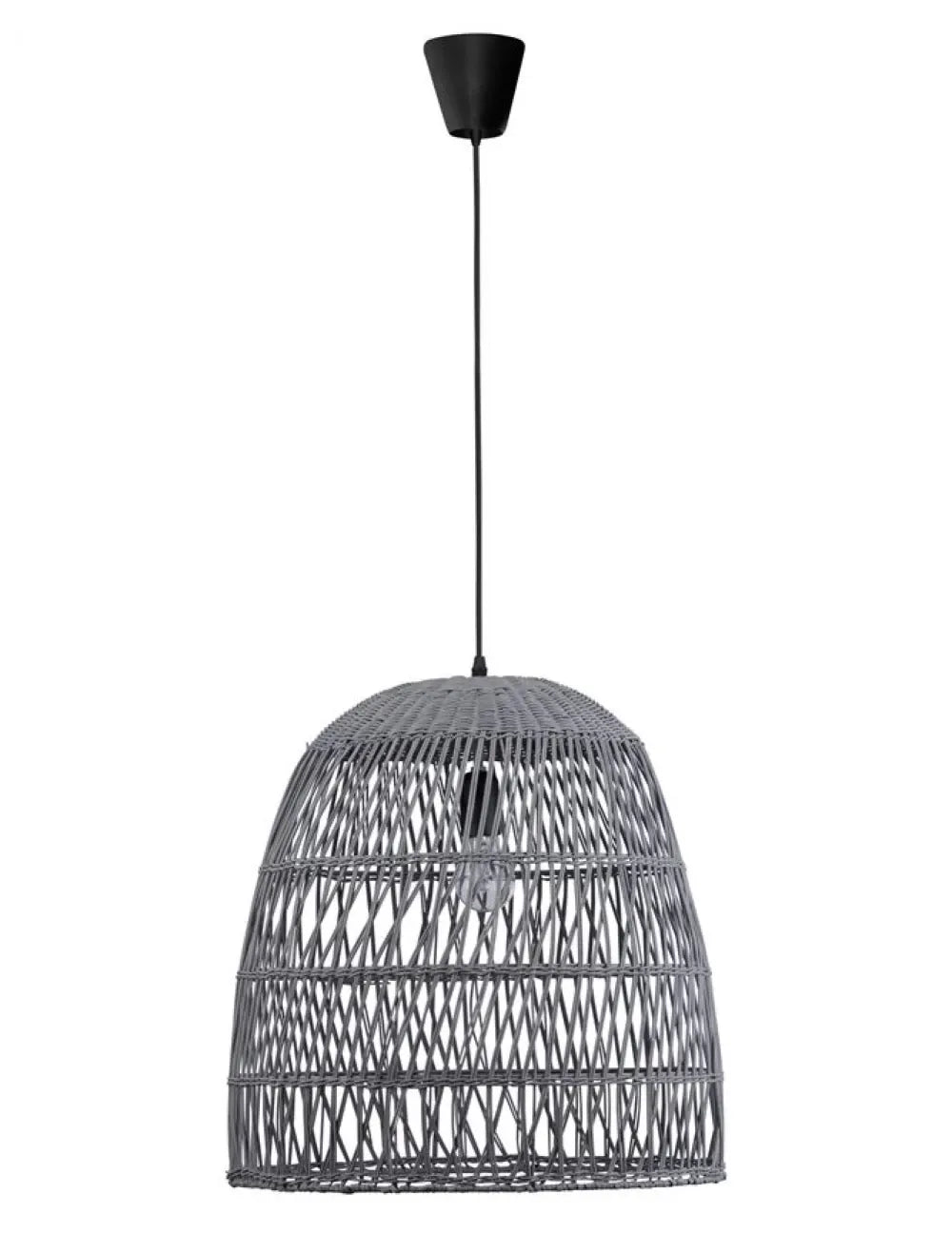 Pendul structura din Metal Negru si abajur din Ratan Gri H250xL46.5cm IP20 DESTIN